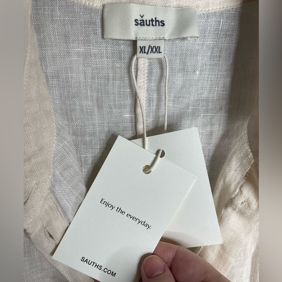 Sauths linen blouse beige button down drop sleeve NWT women’s size xl / xxl - Picture 5 of 6